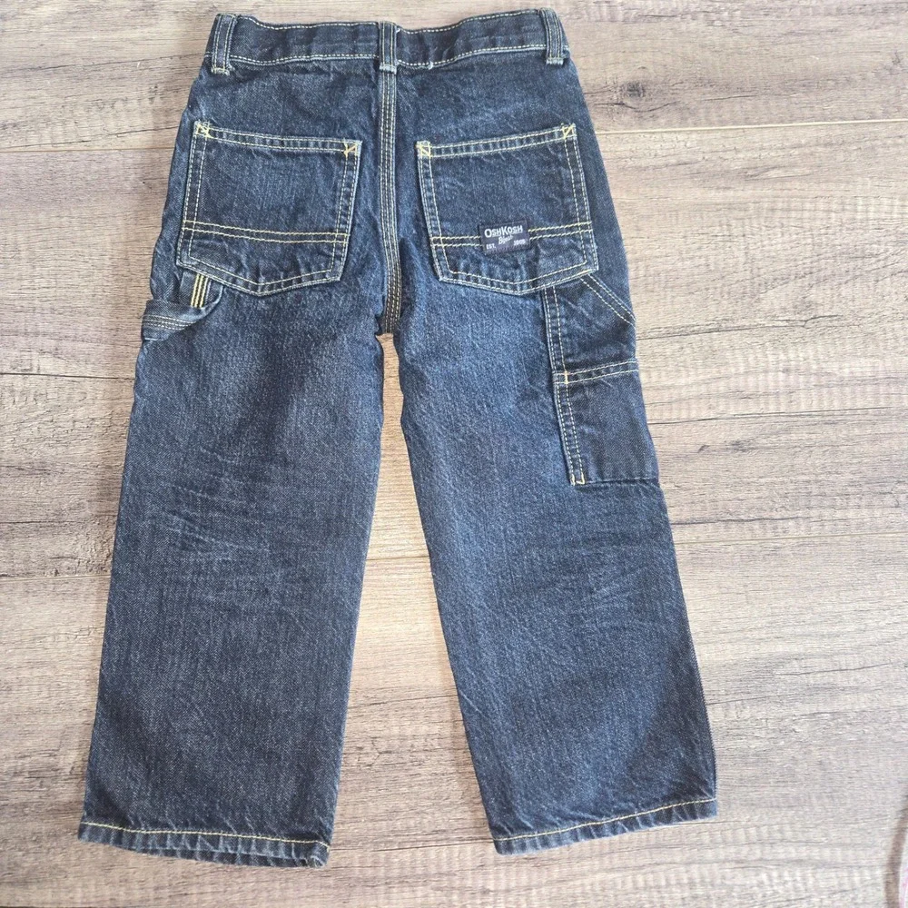 OshKosh Bgosh Kids 4T Dark Wash Cotton Carpenter Jeans Utility Denim Pants